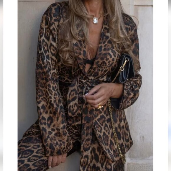 Zara ANIMAL PRINT JACQUARD BLAZER Size XL - Picture 3 of 12